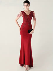 Luxury Backless Lace Rhinestone Vestidos Maxi Dress