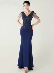 Luxury Backless Lace Rhinestone Vestidos Maxi Dress