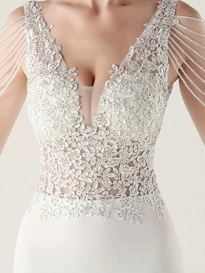 Luxury V-Neck Backless Sleeveless Rhinestone Vestidos Maxi Dress