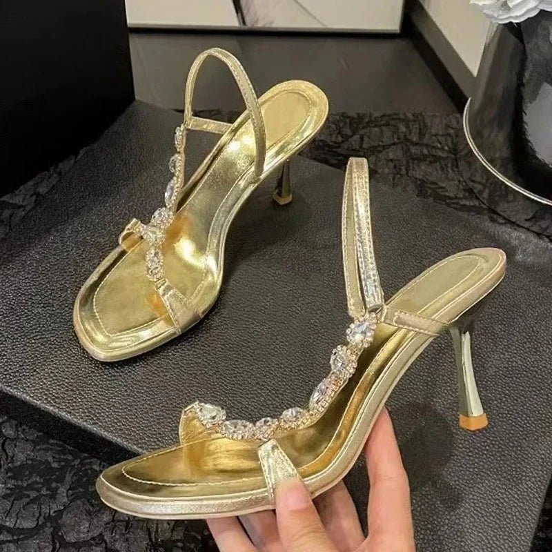 Luxury Gold Crystal Designer High Heel