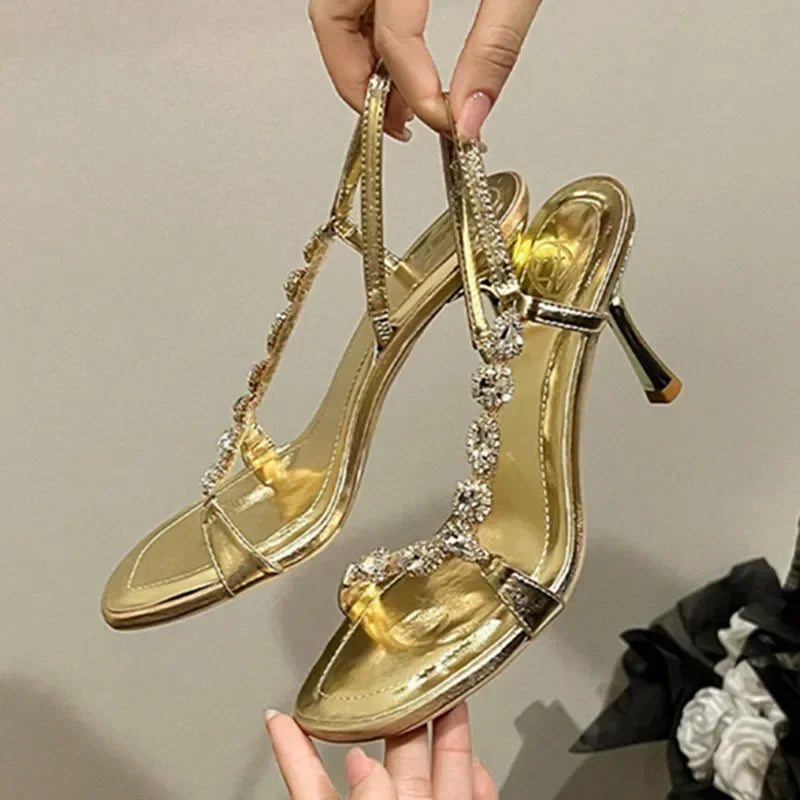 Luxury Gold Crystal Designer High Heel