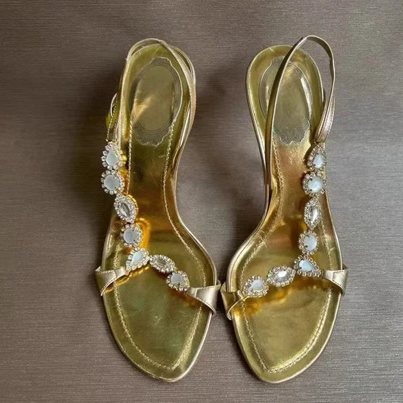 Luxury Gold Crystal Designer High Heel