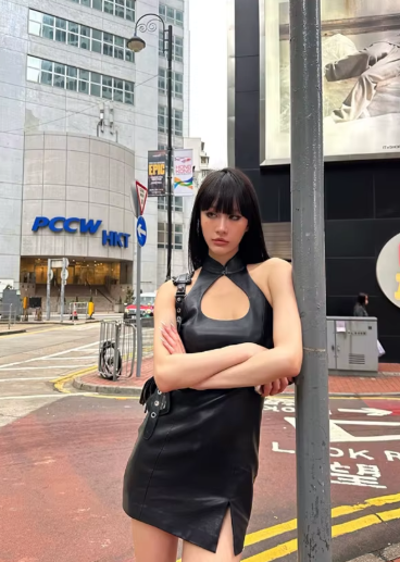 Luxury Hollow Out sleeveless Zippers Faux Leather Halter Mini Dress