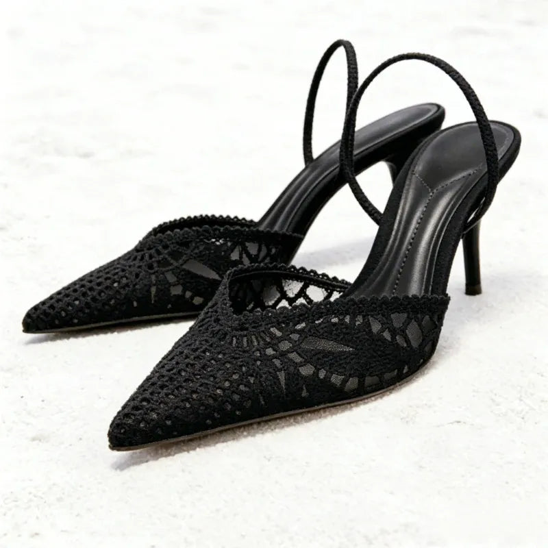 Luxury Hollow Woven Design High Heel