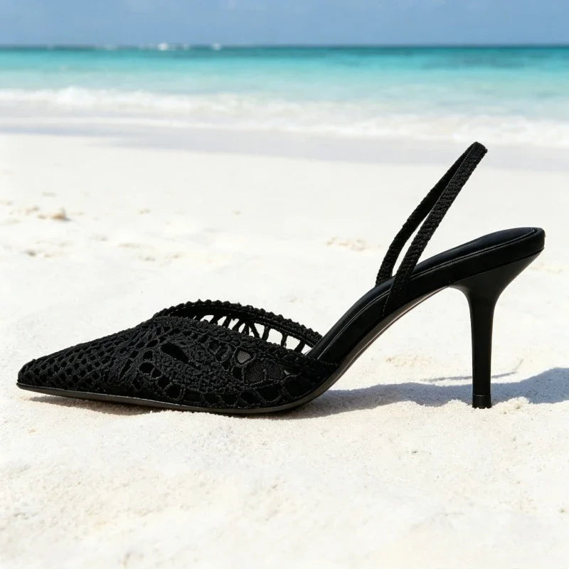 Luxury Hollow Woven Design High Heel