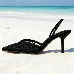 Luxury Hollow Woven Design High Heel
