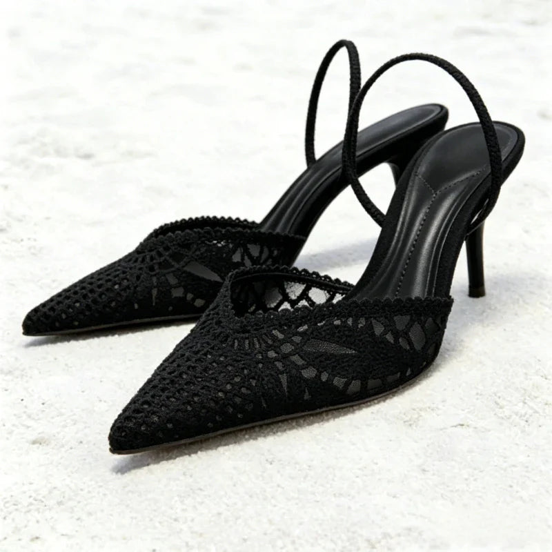 Luxury Hollow Woven Design High Heel