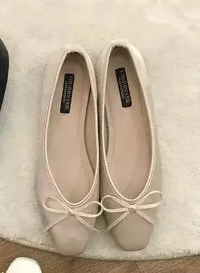 Luxury Lace Tie Leg Satin Silk Ballet Flats Square Toe Bowknot Elastic Band Ballerinas Ladies Wedding Mary Janes Shoes