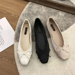 Luxury Lace Tie Leg Satin Silk Ballet Flats Square Toe Bowknot Elastic Band Ballerinas Ladies Wedding Mary Janes Shoes