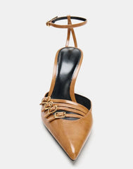 Luxury Metal Buckle Strap Ankle Strap High Heel
