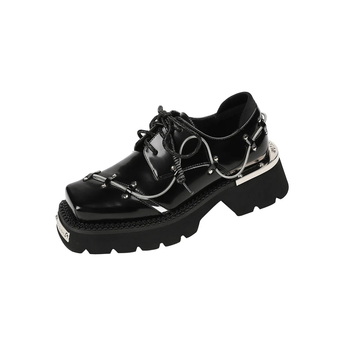 Luxury Metal Chain Decoration Chunky Heel