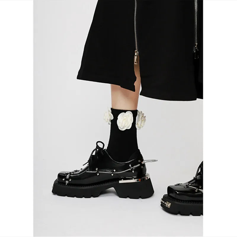 Luxury Metal Chain Decoration Chunky Heel