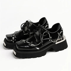 Luxury Metal Chain Decoration Chunky Heel
