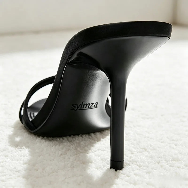Luxury Metal Detail Satin Heel
