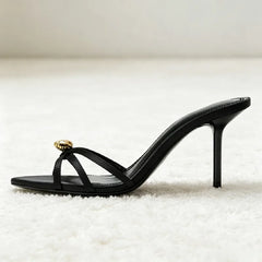Luxury Metal Detail Satin Heel