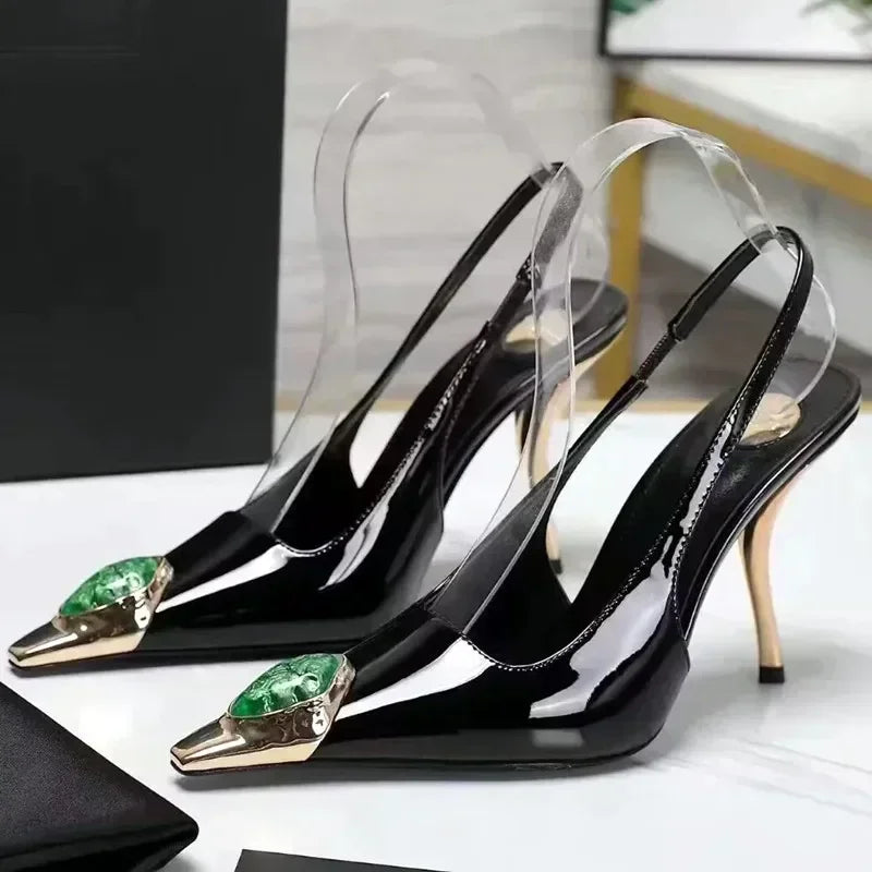 Luxury Metal Jewel Decoration Heel