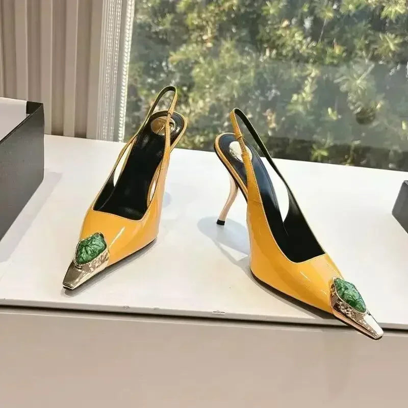 Luxury Metal Jewel Decoration Heel