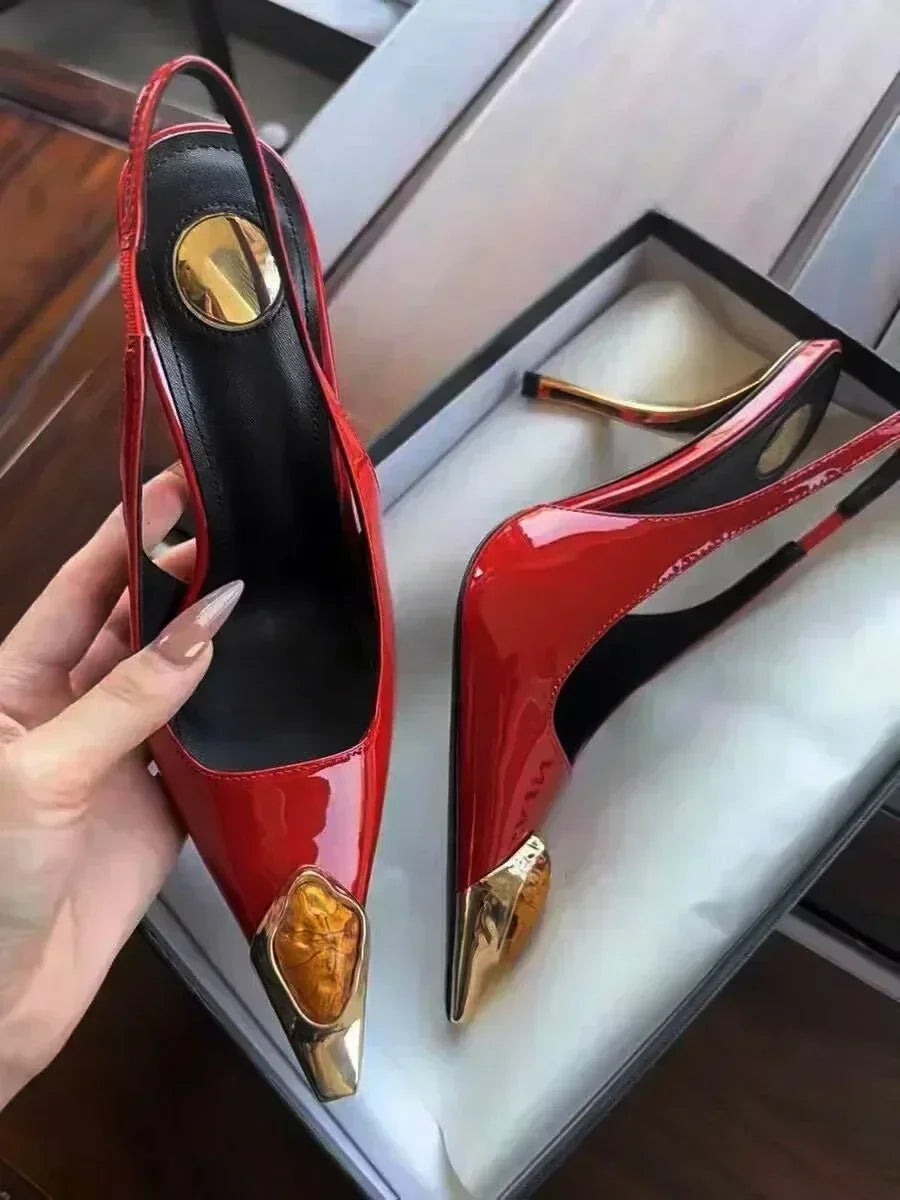 Luxury Metal Jewel Decoration Heel
