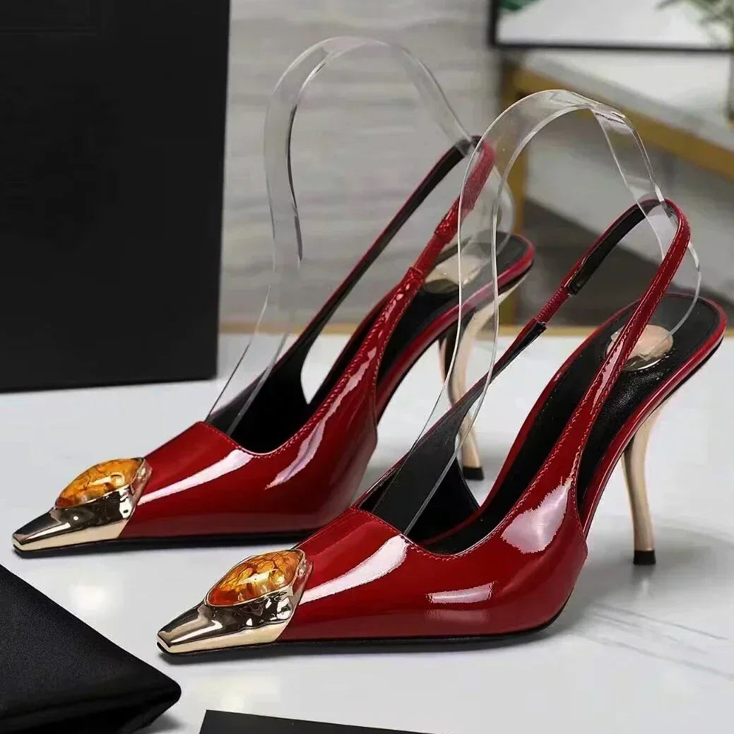 Luxury Metal Jewel Decoration Heel