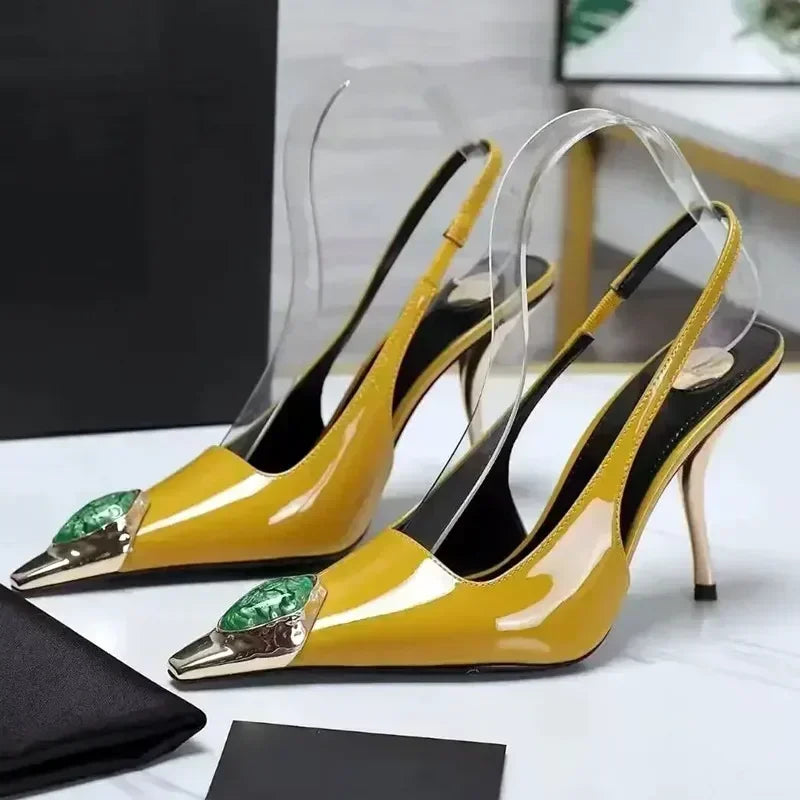 Luxury Metal Jewel Decoration Heel