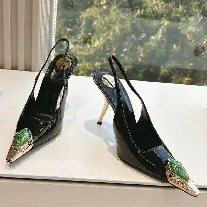Luxury Metal Jewel Decoration Heel