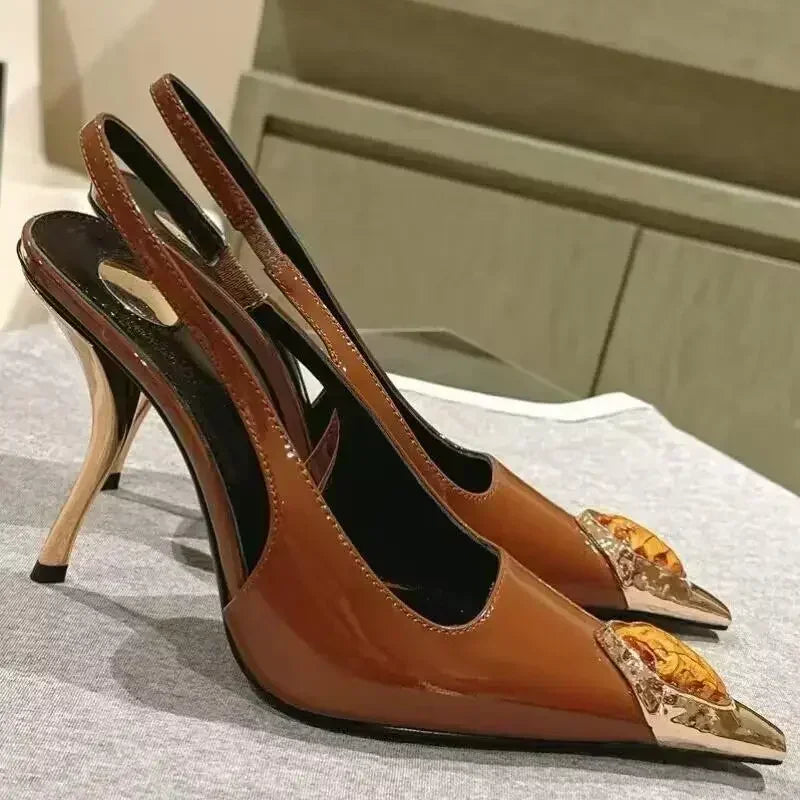 Luxury Metal Jewel Decoration Heel