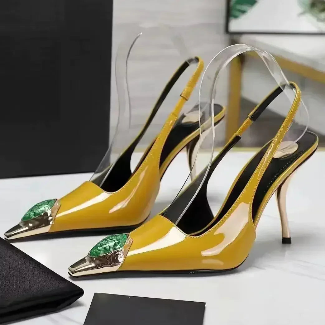 Luxury Metal Jewel Decoration Heel