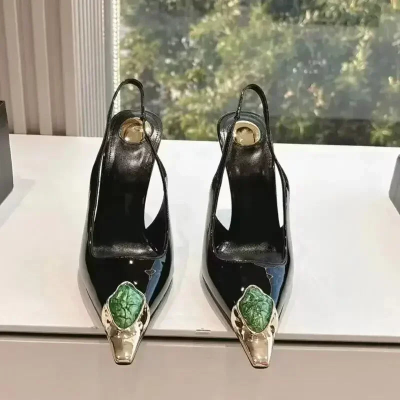 Luxury Metal Jewel Decoration Heel