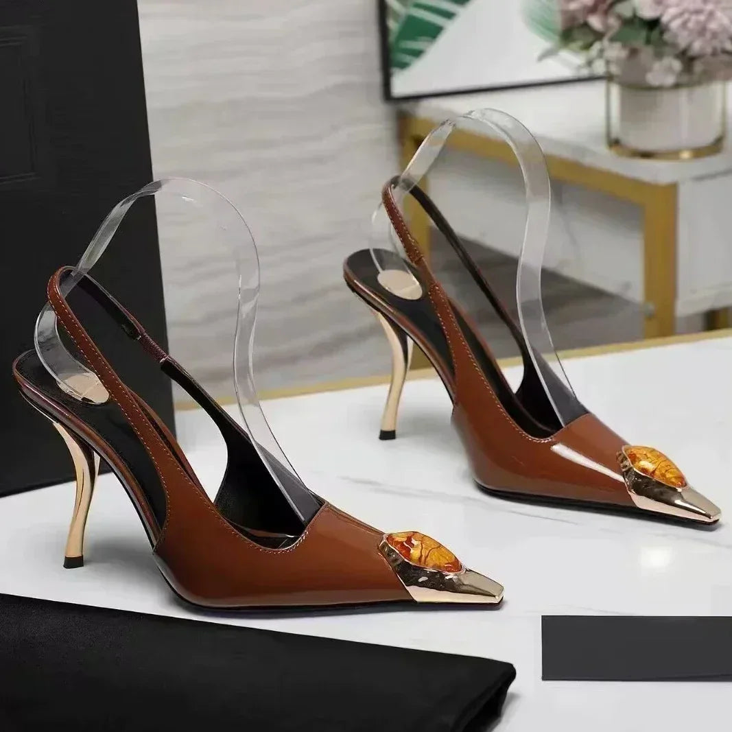 Luxury Metal Jewel Decoration Heel