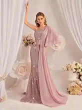 Luxury One Shoulder Sparkle Patchwork Formal Long Maxi Dresses
