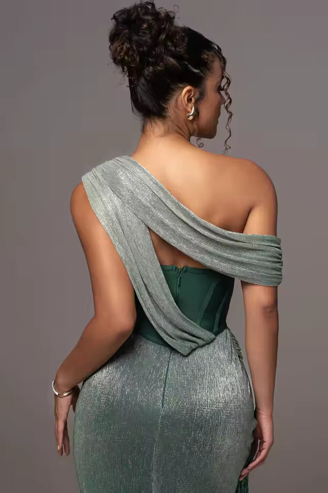 Luxury Patchwork Strapless Twist Ankle Length Gala Dress