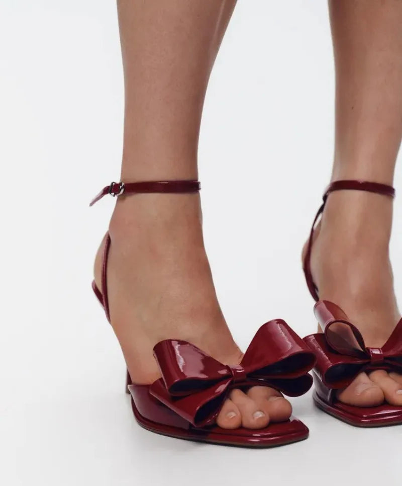 Luxury Red Butterfly-knot Ankle Strap Heel