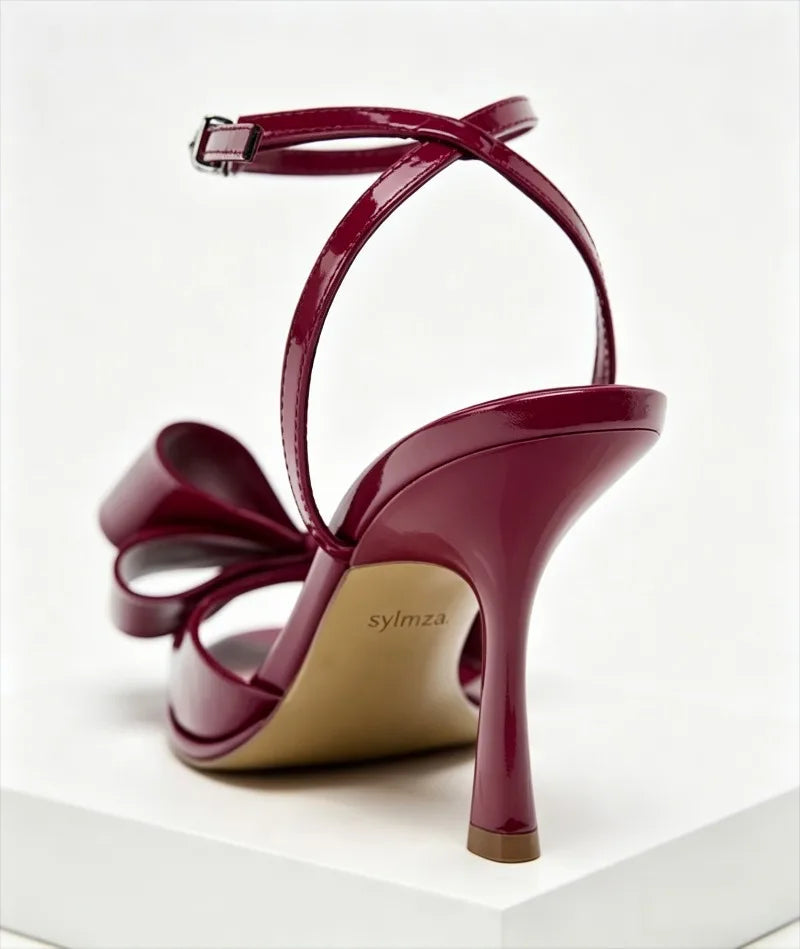 Luxury Red Butterfly-knot Ankle Strap Heel