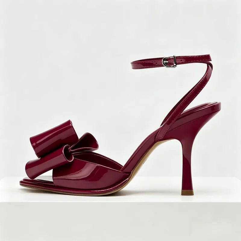 Luxury Red Butterfly-knot Ankle Strap Heel