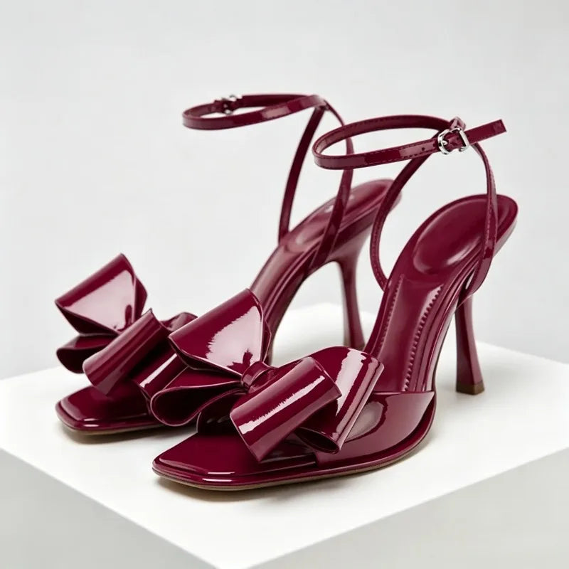 Luxury Red Butterfly-knot Ankle Strap Heel