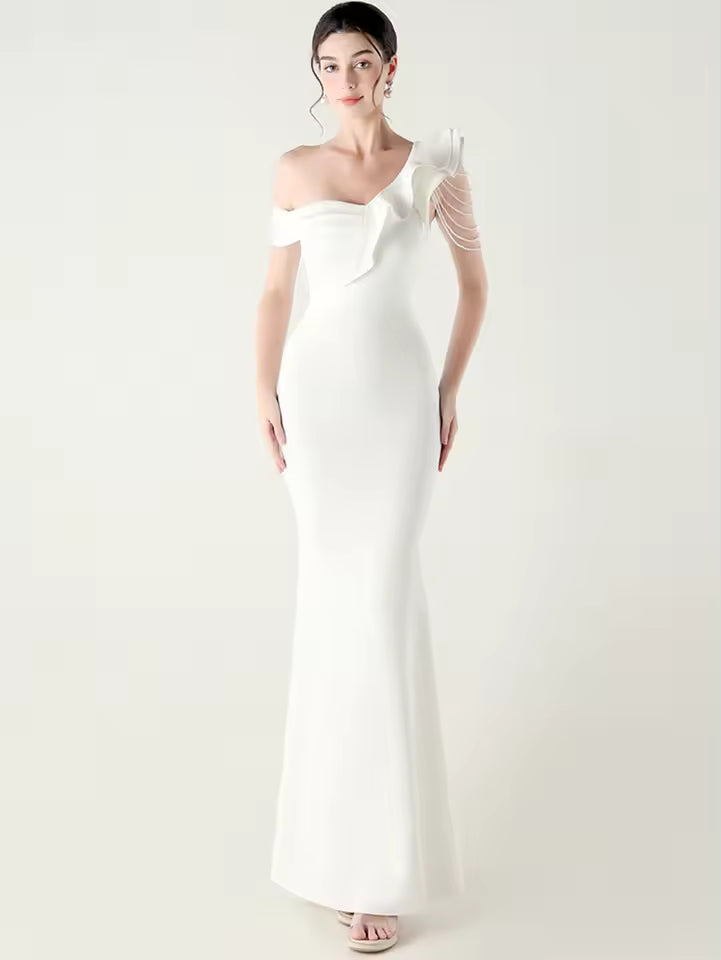 Luxury Rhinestone Diamonds One-Shoulder Evening Party Dresses
