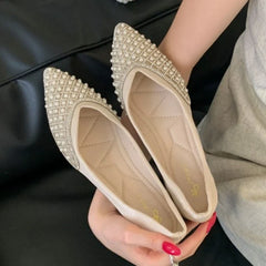 Luxury Rhinestone String Bead Decoration Low Heel