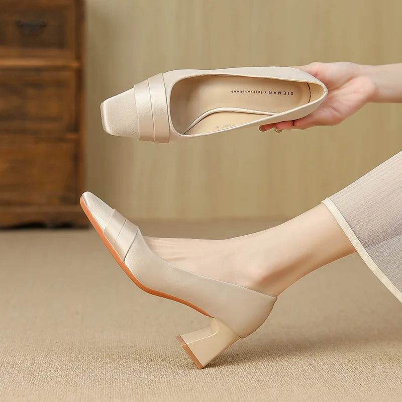 Luxury Satin Chunky Heel