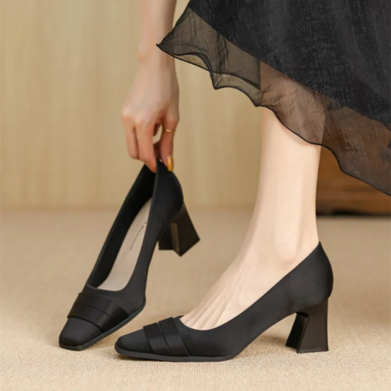 Luxury Satin Chunky Heel