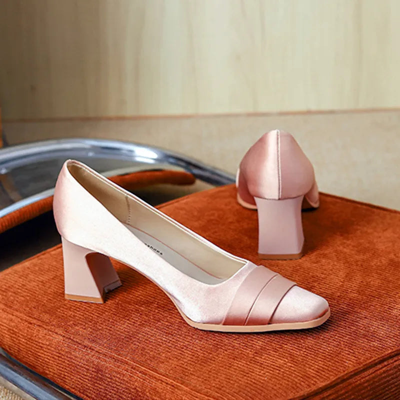 Luxury Satin Chunky Heel