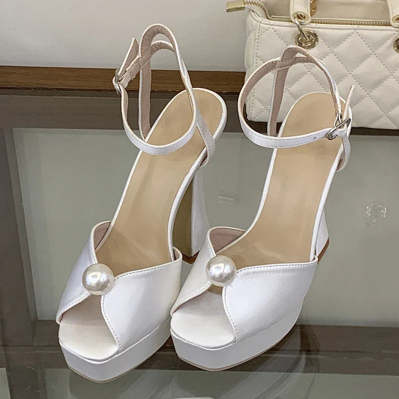 Luxury Satin Pearl Detail Heel