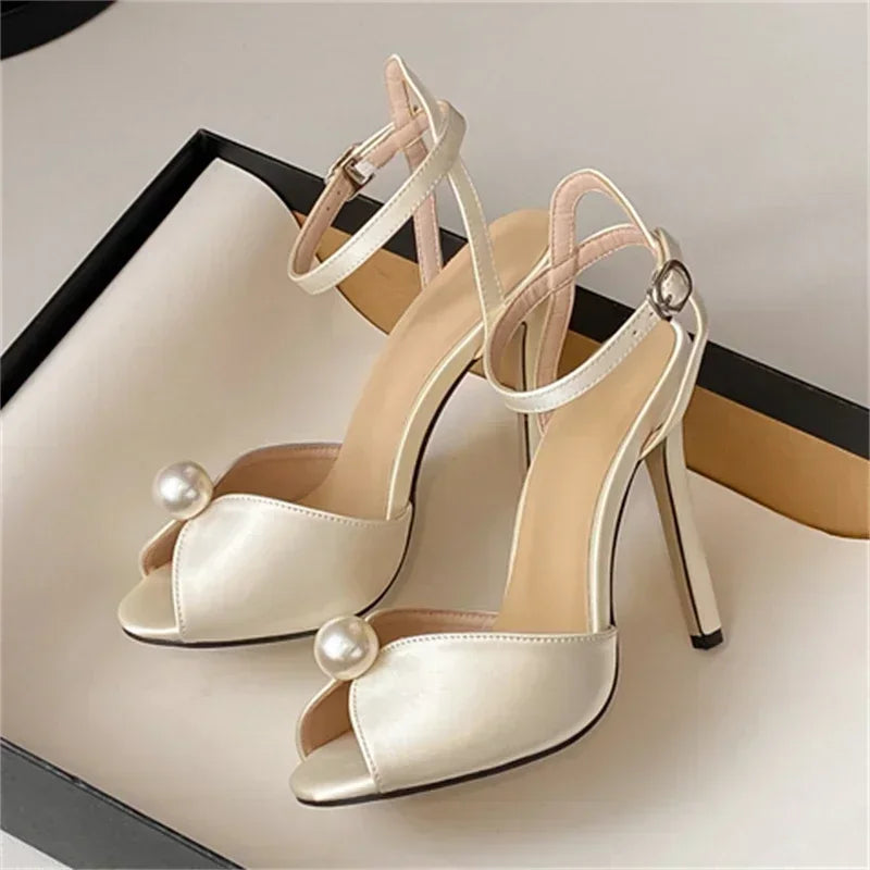 Luxury Satins Pumps Cozy Peep Toe 11CM Thin Heel