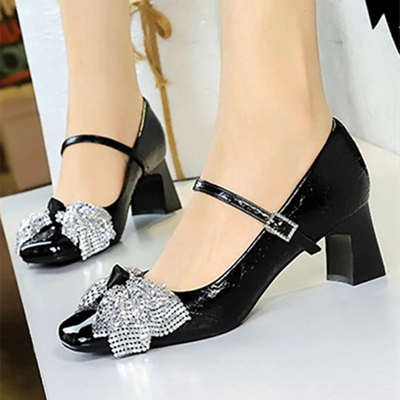 Luxury Shiny Bow Decorate Mary Jane Shoes