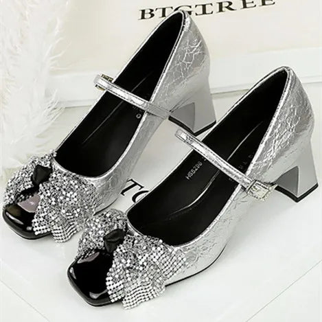 Luxury Shiny Bow Decorate Mary Jane Shoes