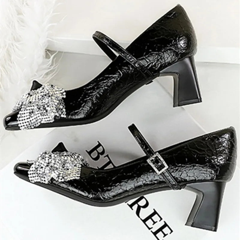 Luxury Shiny Bow Decorate Mary Jane Shoes