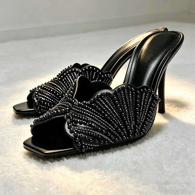 Luxury String Bead Detail Heel