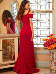 Luxuryt Floor-Length Short Sleeves Zipper Satin Fabric Formal Dresses