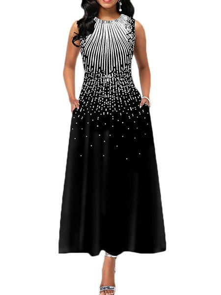 Maxi Dress Jewel Sleeveless Printed Long Dresses