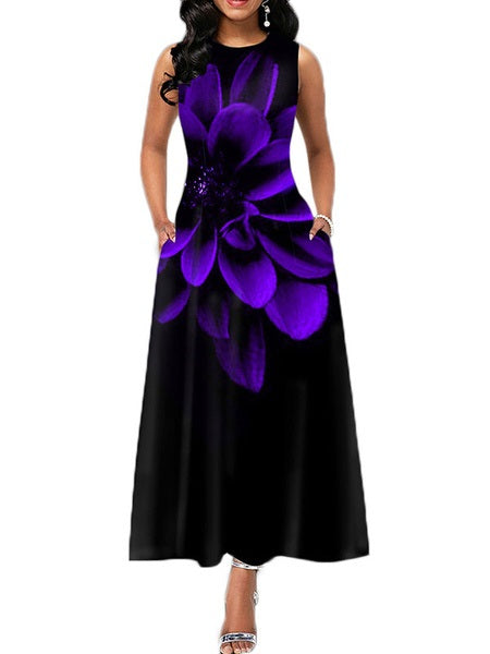 Maxi Dress Jewel Sleeveless Printed Long Dresses