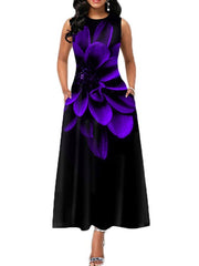Maxi Dress Jewel Sleeveless Printed Long Dresses